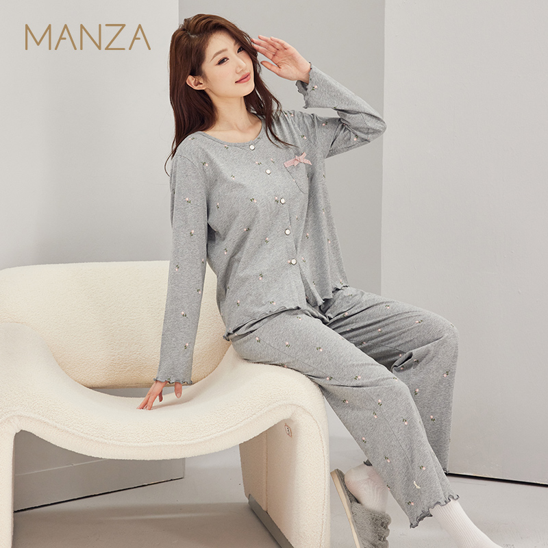 纯棉睡衣女100%棉家居服套装