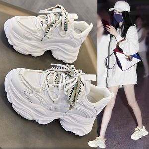 厚底老爹鞋女2024春秋新款小个子内增高女鞋百搭透气休闲运动鞋潮