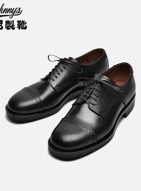 强尼制靴 德比三接头荷兰小牛皮Derby shoes正装通勤商务男士皮鞋