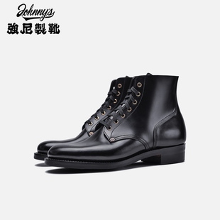 强尼制靴 M43大逃亡靴马臀皮工装靴固特异男士中帮靴鞋头有港宝