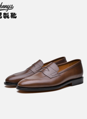 强尼制靴 loafers夏季乐福鞋固特异法国小牛皮休闲男士鞋一脚蹬