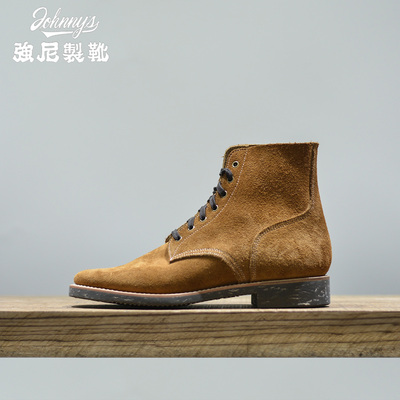 强尼制靴 JZM43大逃亡靴无支撑软头翻毛工装男鞋固特异高帮机车靴