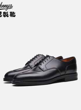 强尼制靴 男士商务正装德比derby尖头皮鞋分裂头固特异低帮男鞋