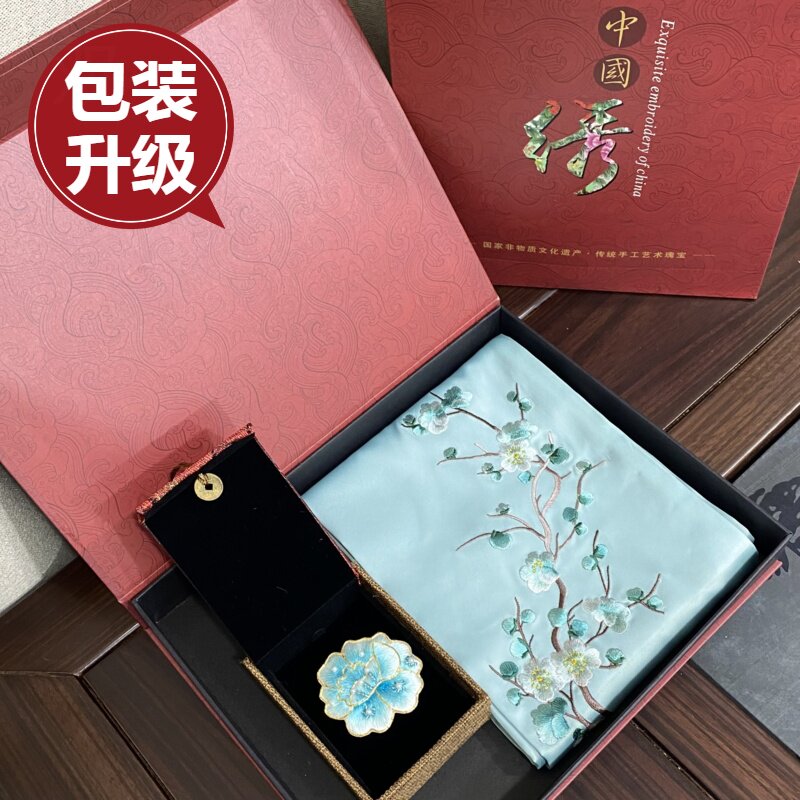 苏绣丝巾围巾丝巾扣披肩