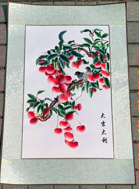 苏绣挂画桑蚕丝线绣软裱已裱好