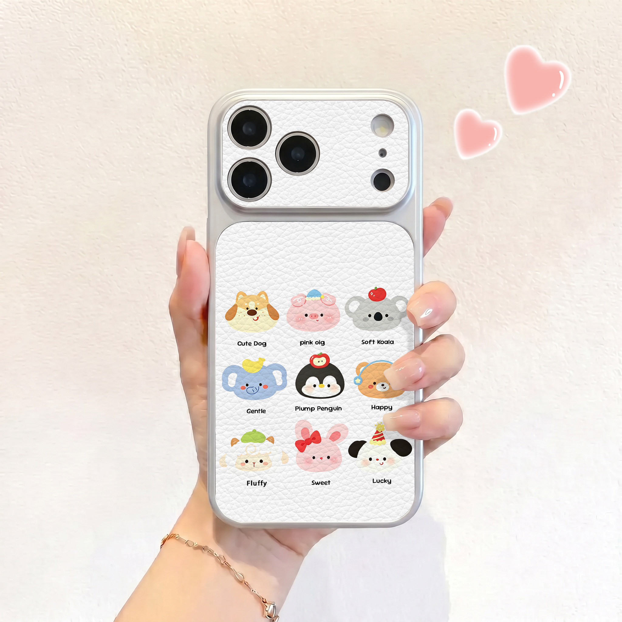 九宫格动物头适用iPhone17不会撞壳手机壳新款苹果17promax仿皮16pro皮纹壳17pro保护套ip16男女15卡通14可爱