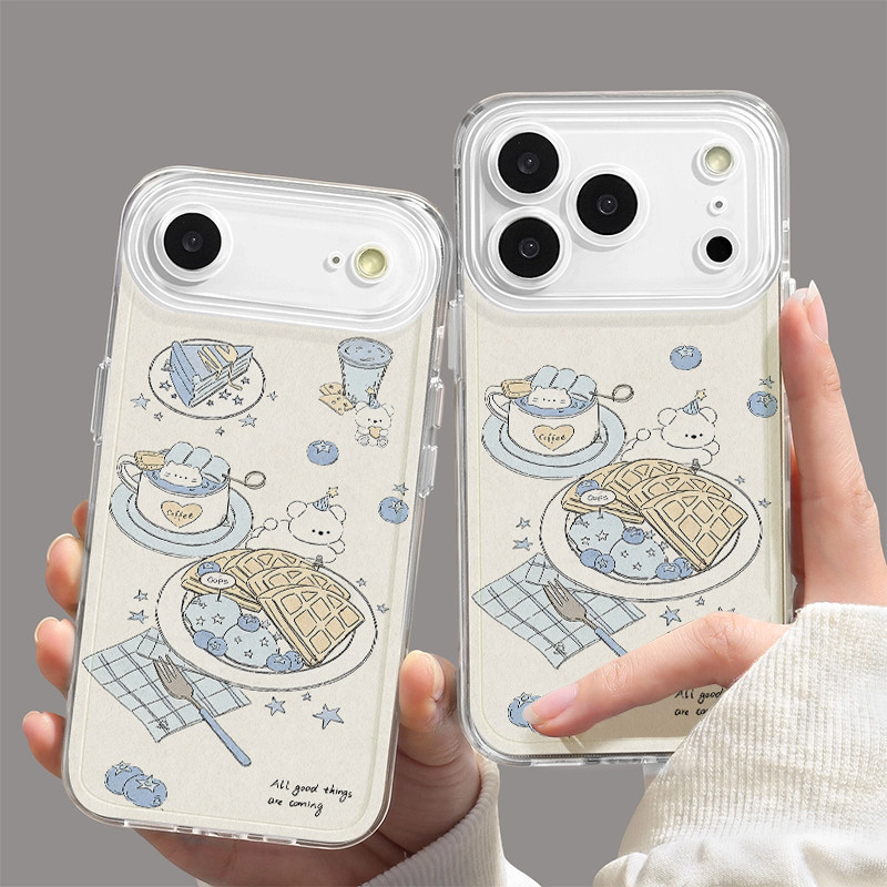 适用苹果17pro奶油蓝早餐手机壳