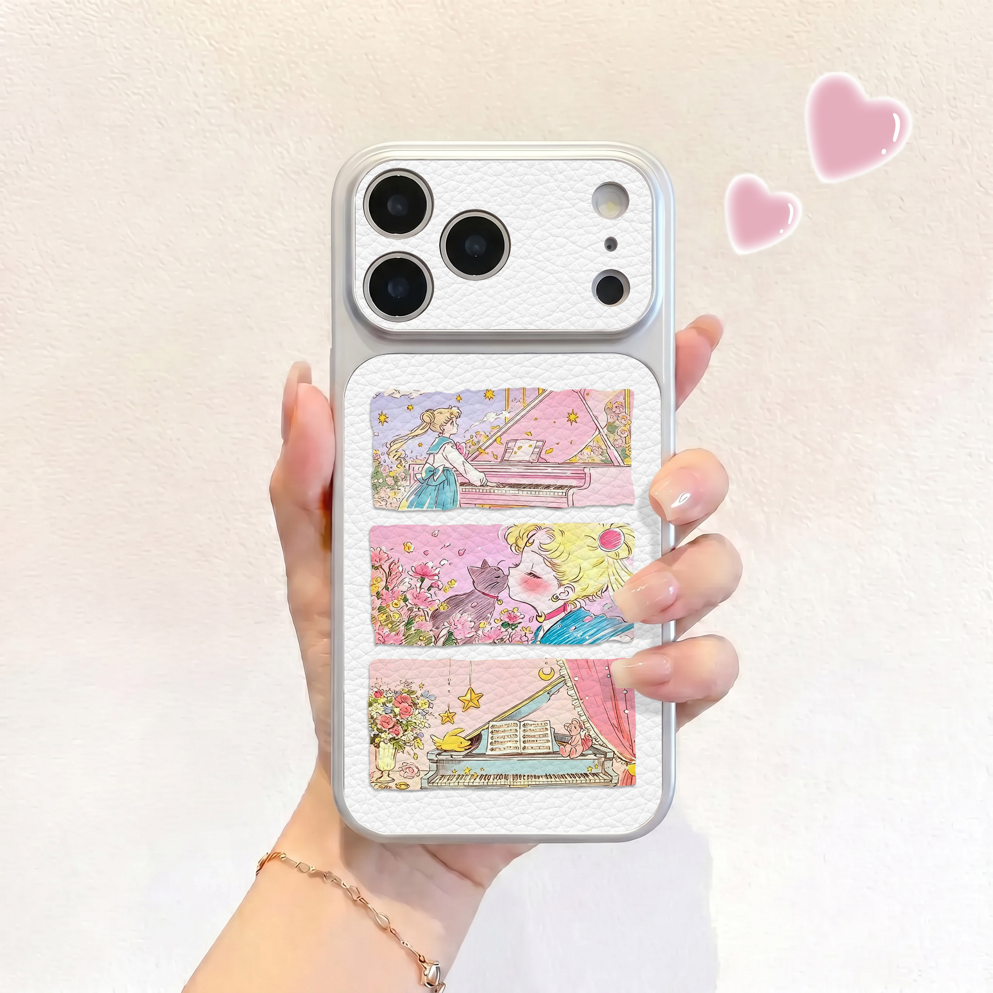 钢琴花园少女适用iPhone17不会撞壳手机壳新款苹果17promax仿皮16pro皮纹壳17pro保护套ip16男女15卡通14可爱