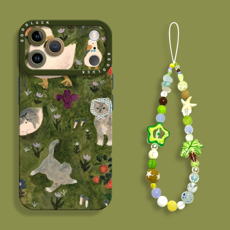 适用苹果17油画小猫手机壳