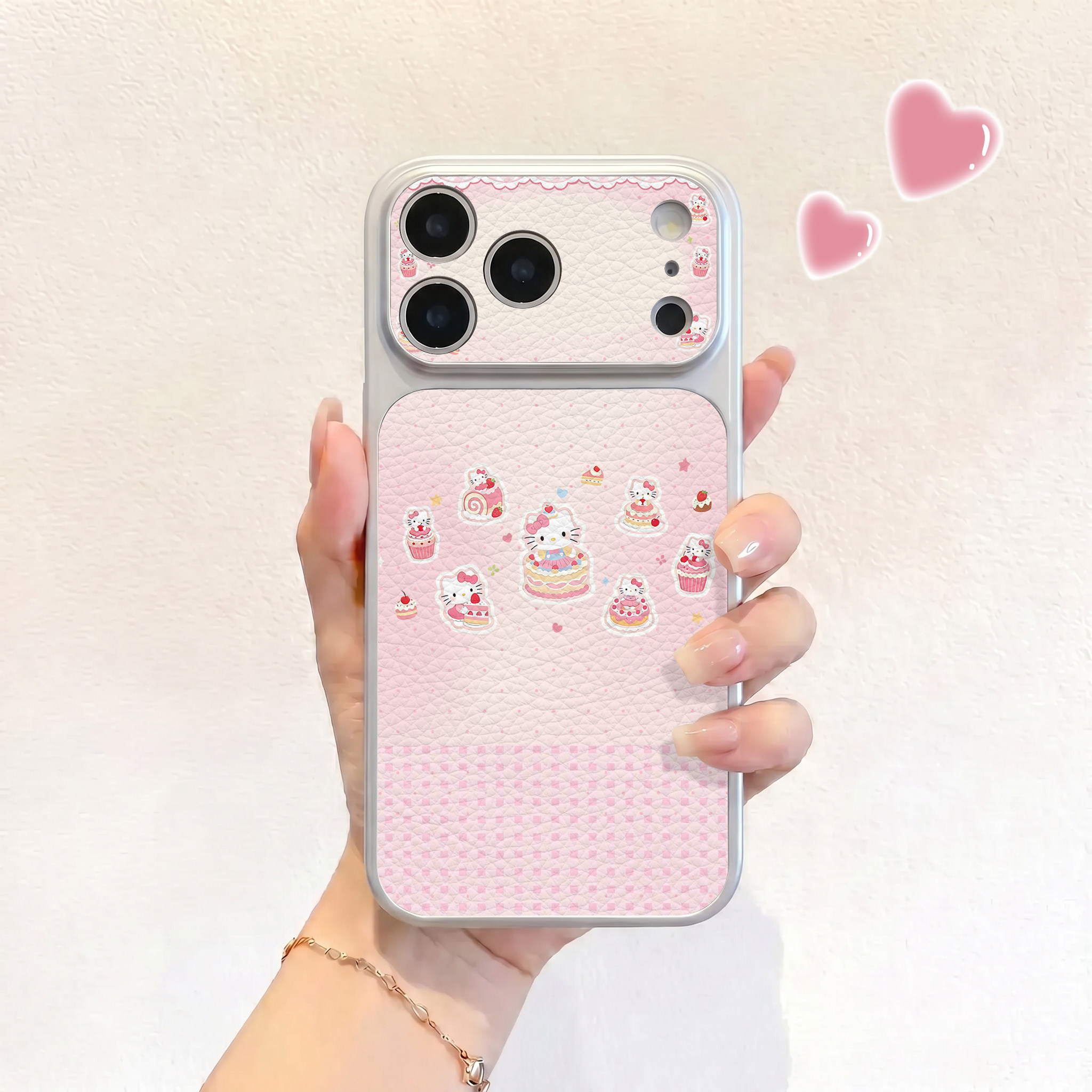 蛋糕小kt 适用iPhone17不会撞壳手机壳新款苹果17promax仿皮16pro皮纹壳17pro保护套ip16男女15卡通14全包