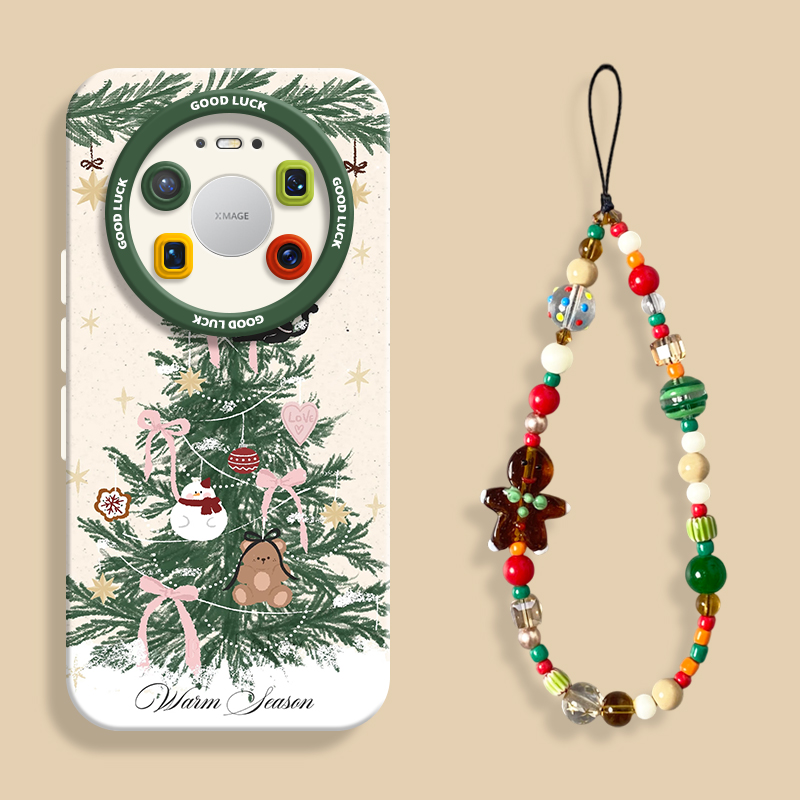 适用mate80蜡笔画圣诞树手机壳