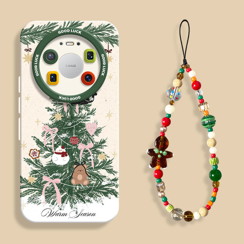 适用mate80蜡笔画圣诞树手机壳