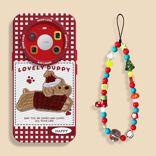 适用mate80圣诞帽狗手机壳