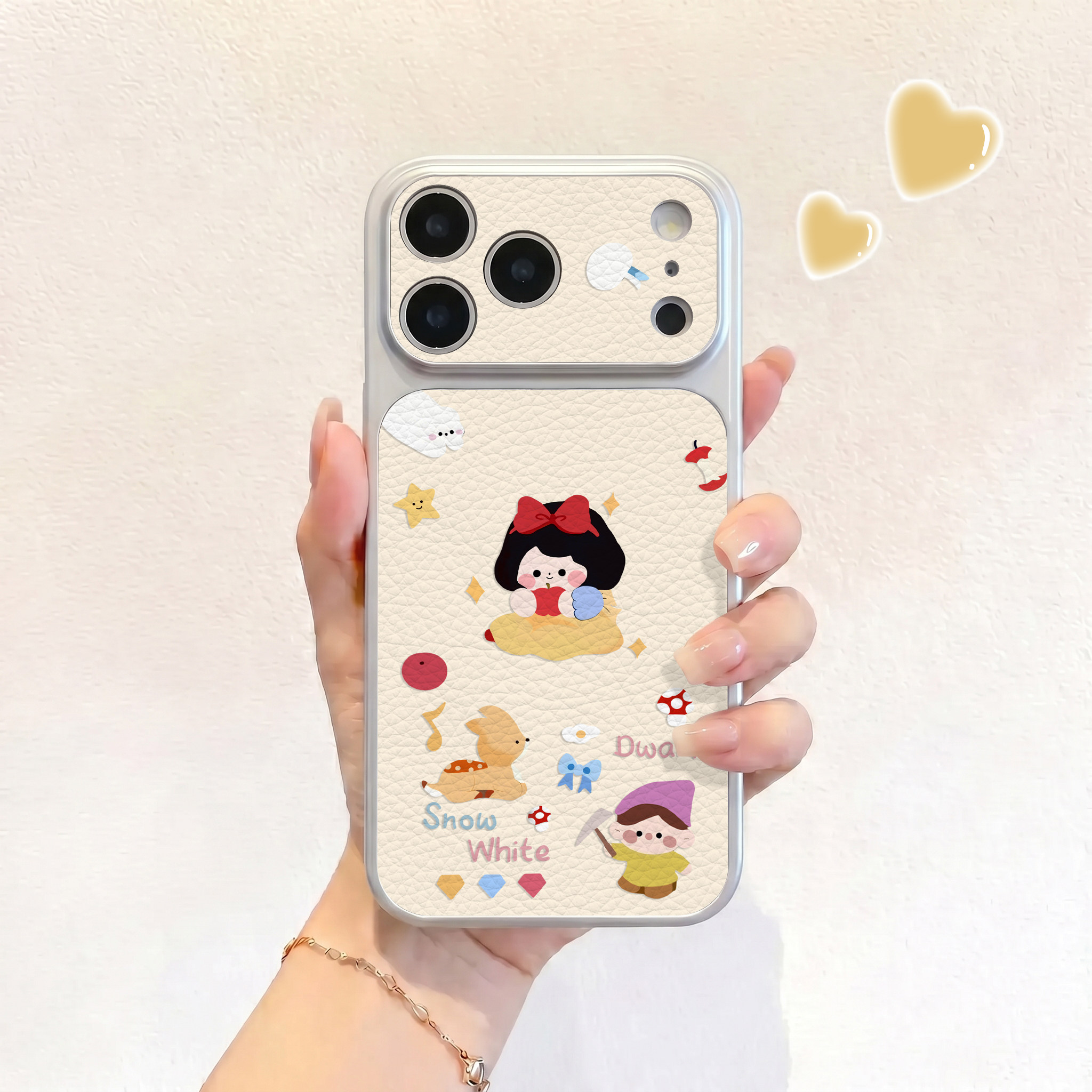 q版白雪公主适用iPhone17不会撞壳手机壳新款苹果17promax仿皮16pro皮纹壳17pro保护套ip16男女15卡通14可爱