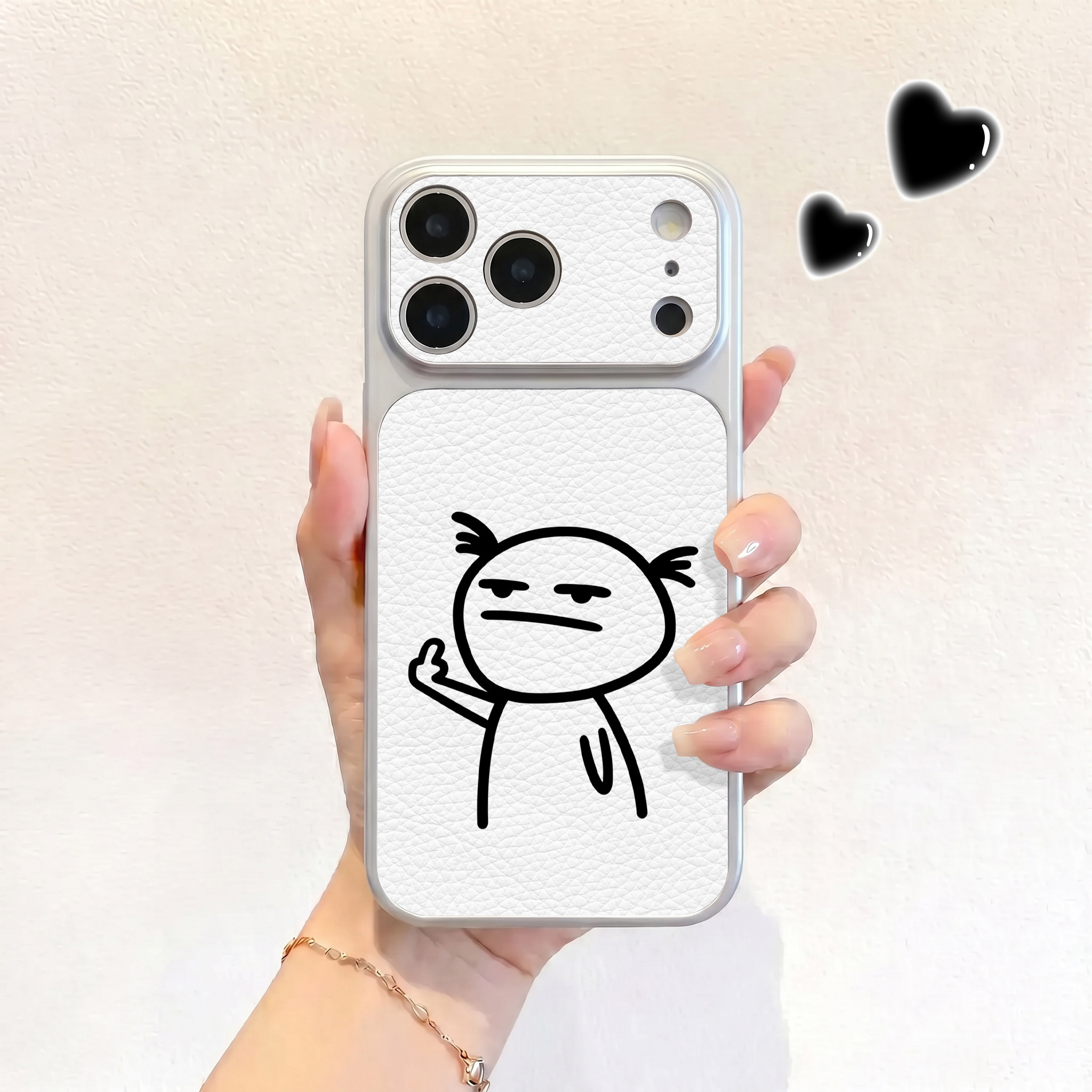 鄙视女孩适用iPhone17不会撞壳手机壳新款苹果17promax仿皮16pro皮纹壳17pro保护套ip16男女15卡通14可爱全包