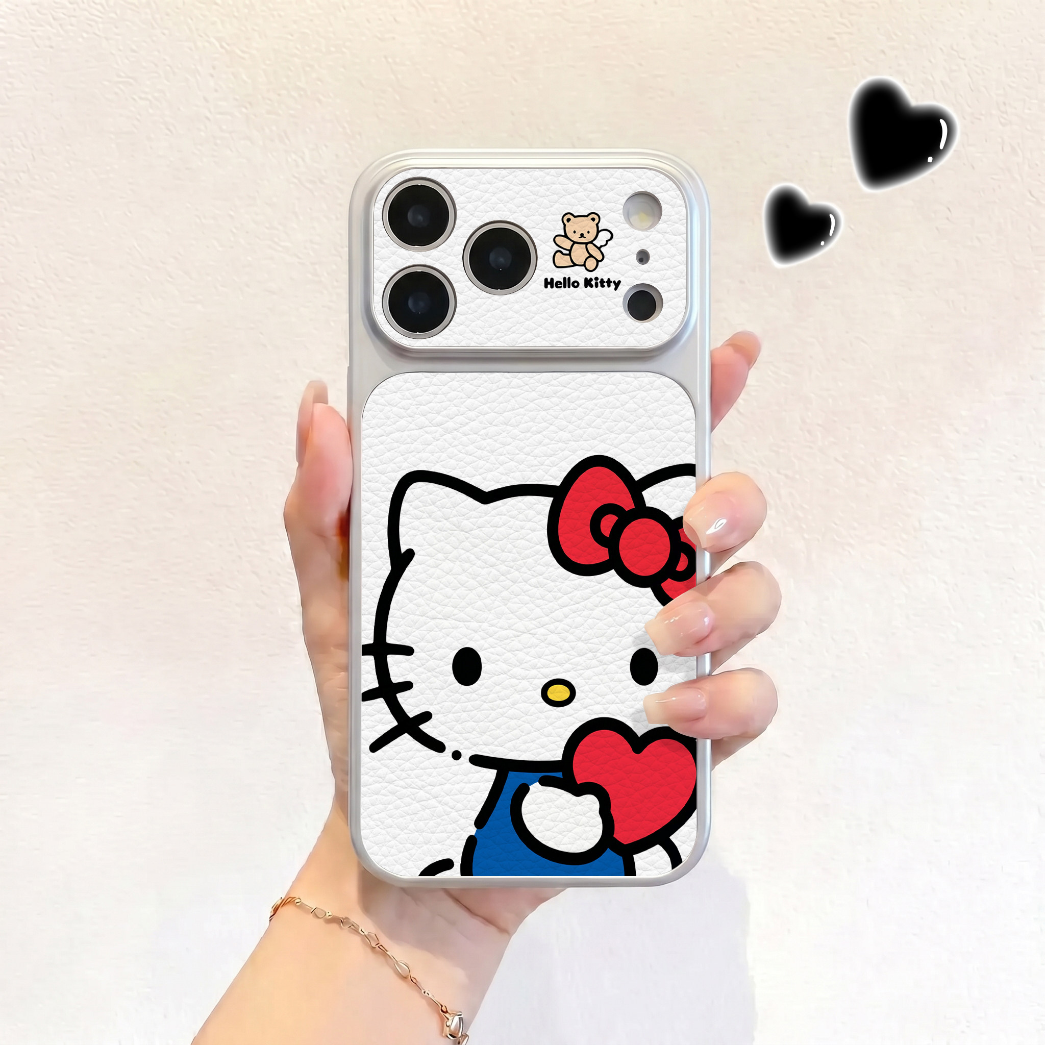 抱红心kt适用iPhone17不会撞壳手机壳新款苹果17promax仿皮16pro皮纹壳17pro保护套ip16男女15卡通14可爱全包