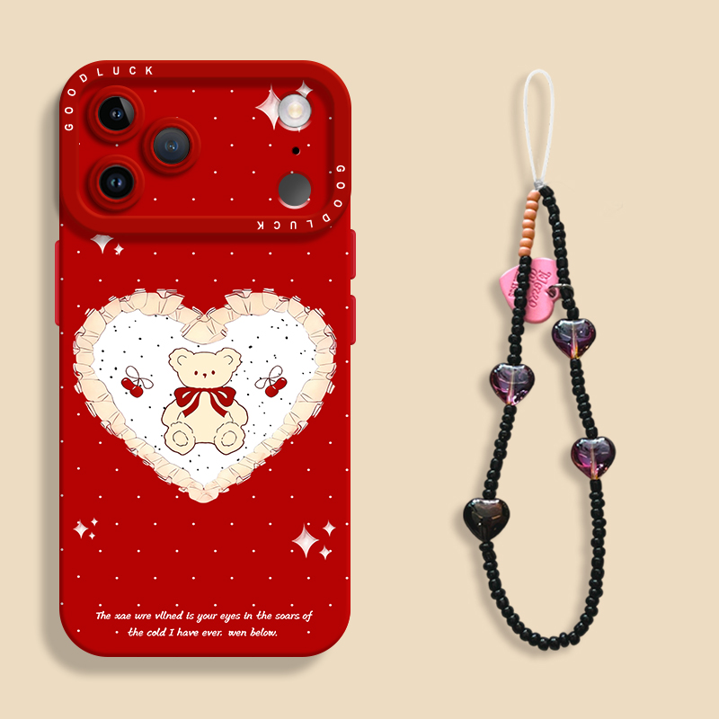 适用苹果17花边爱心熊手机壳