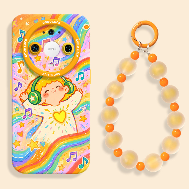 彩虹音乐女孩适用华为mate90promax手机壳mate90pro全包瞳眼硅胶壳mate90防摔80pro保护套mt80挂绳男70女可爱