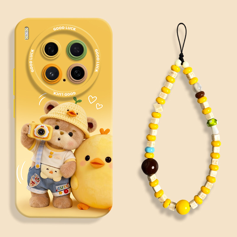 自拍小鸡熊适用vivox300ultra新款手机壳vivox300s液态硅胶壳x300全包x200保护套VIVO男女x100挂绳卡通pro