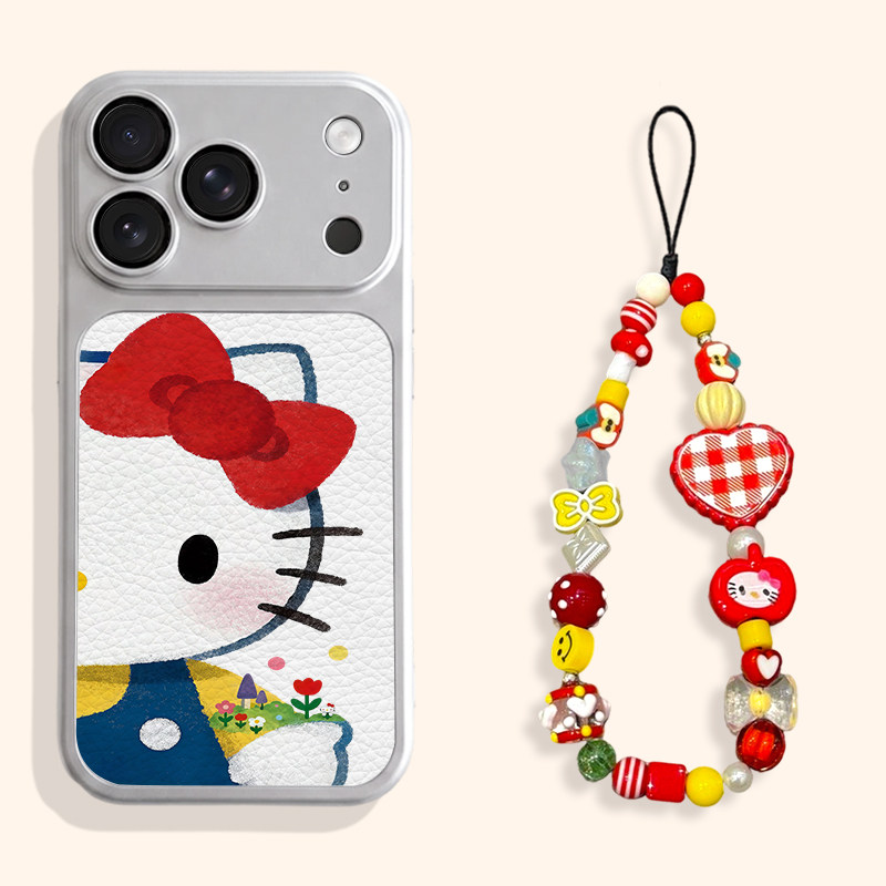 kt花卉涂鸦适用iPhone18promax不会撞壳手机壳新款苹果18pro仿皮18皮纹壳17pro保护套ip17男女15卡通14可爱