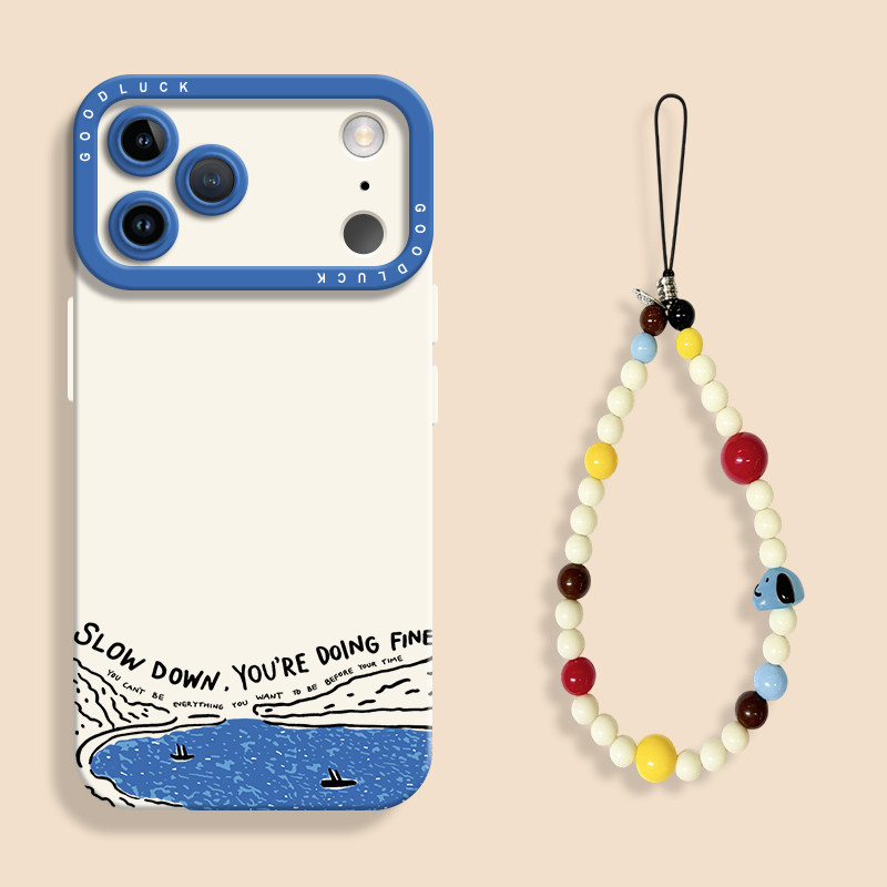 ins蓝色湖小船适用iPhone17手机壳新款苹果17promax液态苹果air瞳眼硅胶壳17pro保护套ip17带挂绳17男女文艺