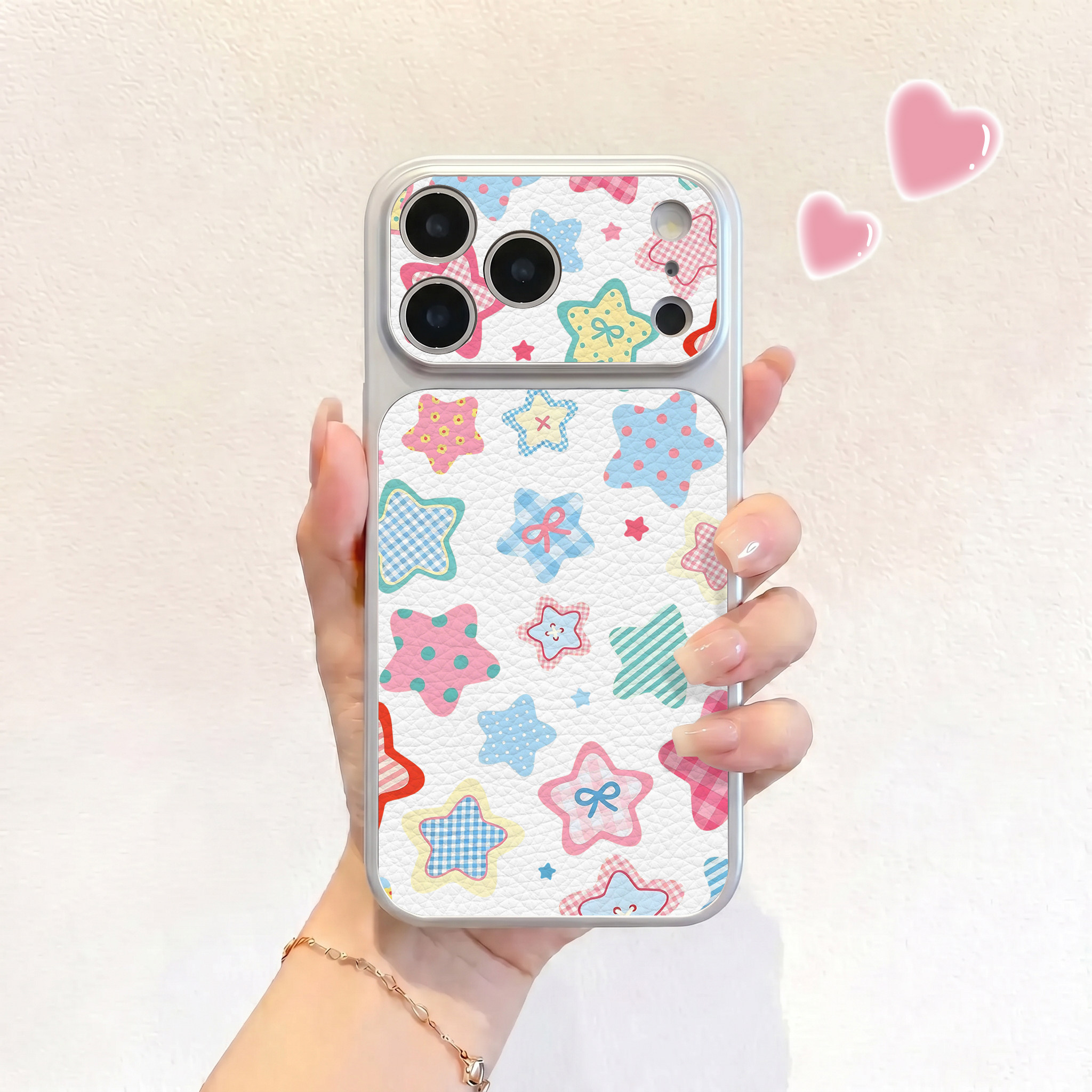 彩色星星适用iPhone17不会撞壳手机壳苹果17promax仿皮苹果air皮纹壳ip16保护套15男女14高级感13卡通12全包