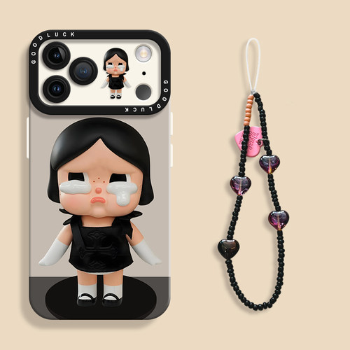 适用苹果17黑裙哭娃手机壳