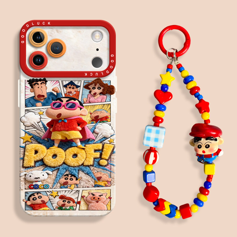 可爱毛绒超人小新适用iPhone17手机壳苹果17promax液