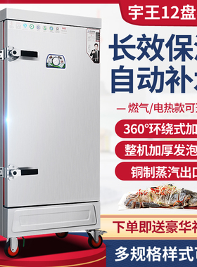 宇王商用电热蒸饭柜12盘蒸柜车单门双门蒸饭车蒸米饭馒头食堂餐厅