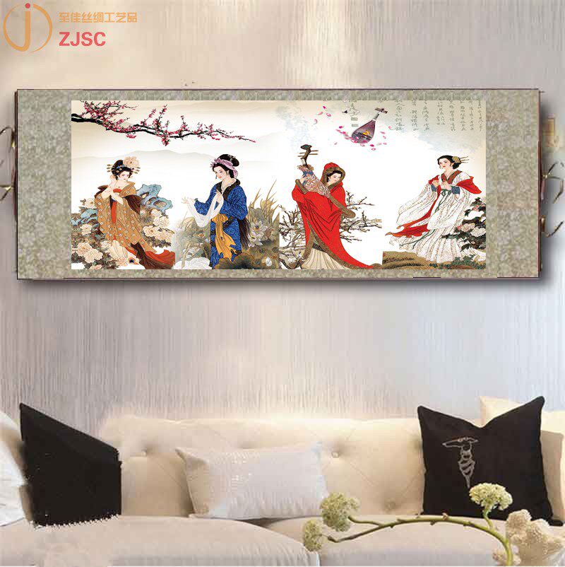 定做丝绸卷轴画古代四大美女挂画仕女图壁画现代中式画西施贵妃横