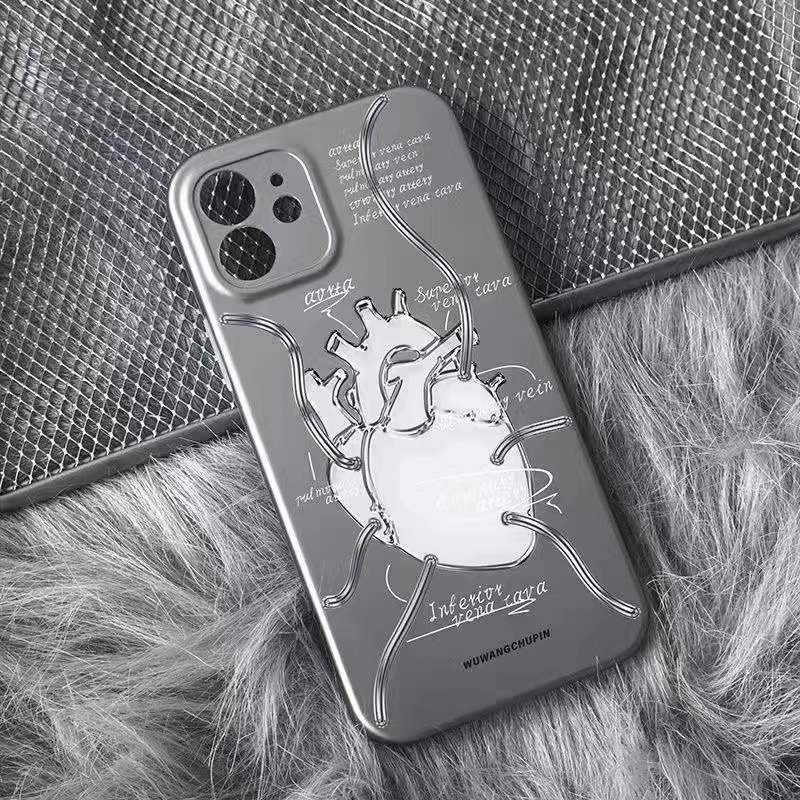 电镀银试验心脏适用iPhone15Promax手机壳苹果14/13/12/11/xs电镀软壳华为/小米/一加/OPPO/vivo全包保护套