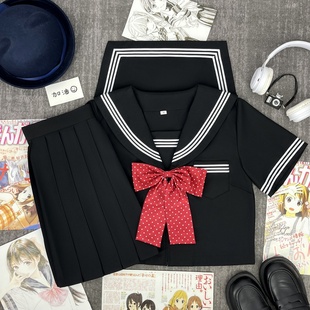 改良黑三本水手服日系夏季 兔言舍原创JK制服正版 甜美学院风班服女