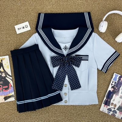 蓝桉少女日系JK制服满襟三本
