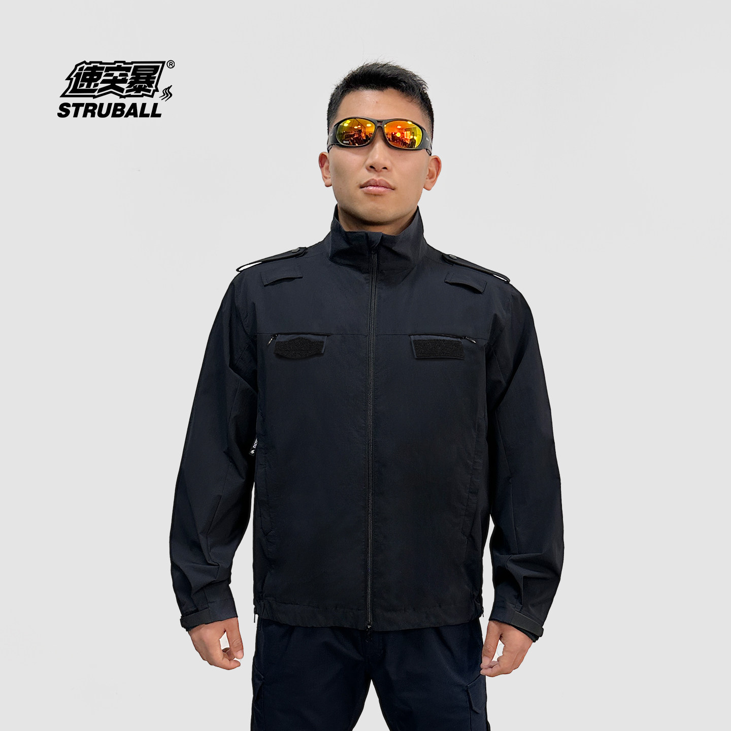 新款战术夹克橘皮弹力宽松 （收腰可脱卸内胆）户外立领工装男装