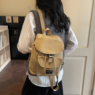 韩版 通勤户外休闲百搭双肩包轻便游玩包包 纯色简约背包女2026新款