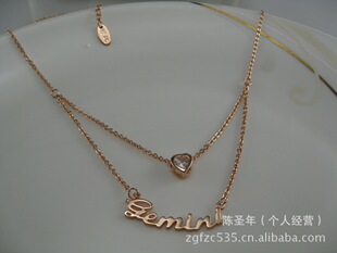 新款欧比雅比星座项链锁骨链李小璐米小米同款镀18K