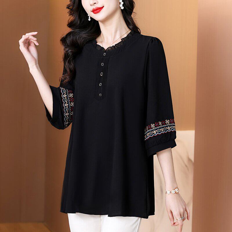 001新款大码宽松遮肚上衣