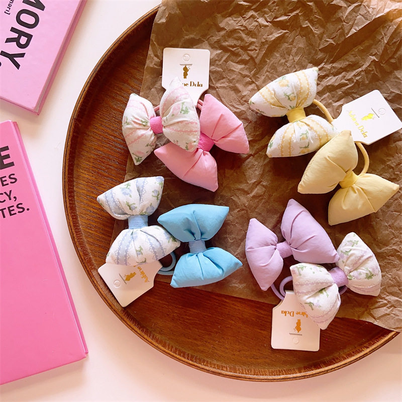 韩版儿童初春发绳女孩碎花蝴蝶结发圈女童塞棉头绳绑头发对装皮筋,童装/婴儿装/亲子装,发饰,淘宝优惠券,粉丝福利购,淘宝优惠卷