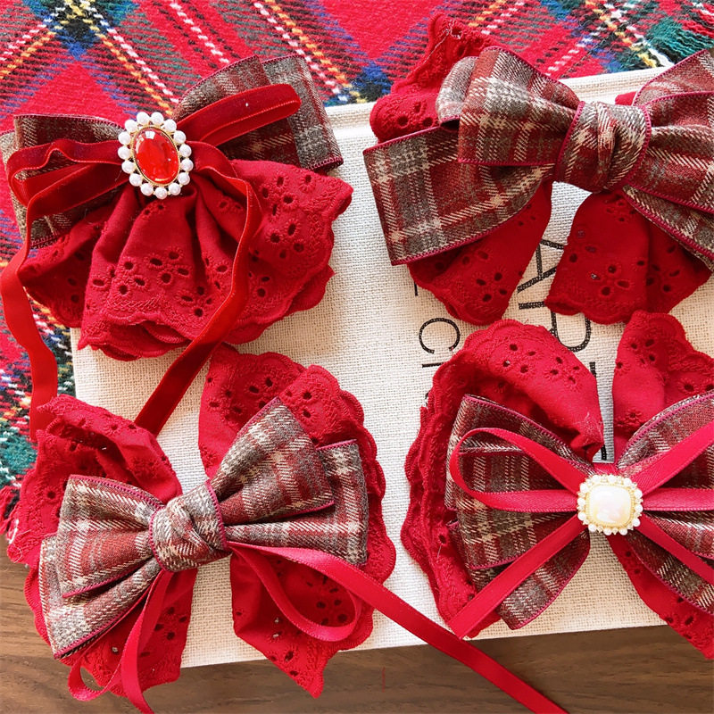 新款韩系儿童大红新年蝴蝶结发夹女童年服红色毛绒绒红汉服BB对夹,童装/婴儿装/亲子装,汉服,淘宝优惠券,粉丝福利购,淘宝优惠卷