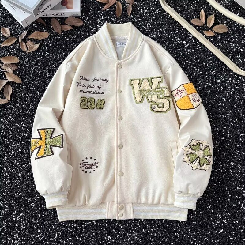 美式重工刺绣棒球服外套男春秋款宽松休闲夹克潮牌情侣飞行员上衣