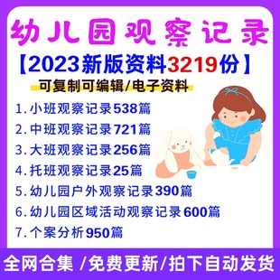 幼儿园自主游戏观察与记录电子版 区域活动托班小班中班大班资料