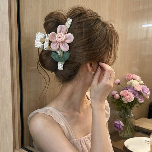 春夏花朵大号鲨鱼夹高级感发夹