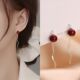暗红色朱砂耳线小众设计感高级耳钉女气质流苏耳环2022年新款 耳饰
