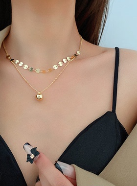 女夏轻小众精致双层叠戴ins项链