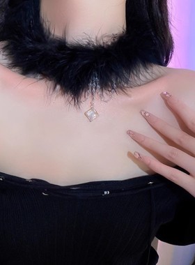 项链女秋冬毛毛choker脖子项圈