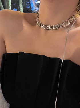 ins冷淡风麦穗亮片项链女