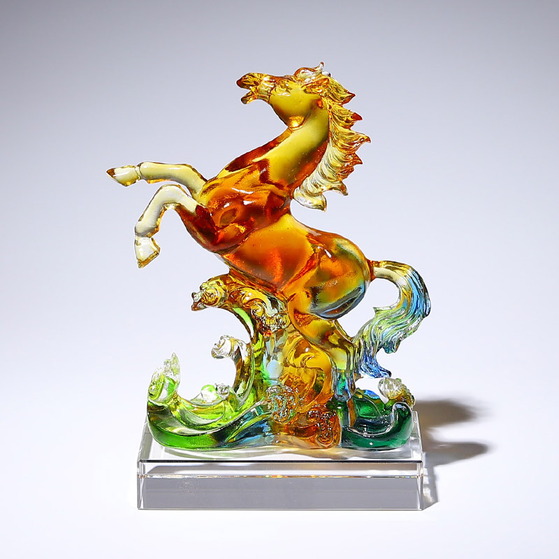 琉璃马到成功工艺品红色马摆件吉祥物客厅高级感轻奢装饰生日礼物