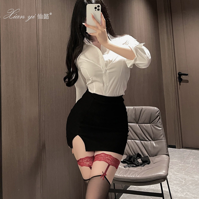 大码性感技师制服情侣氛围感免脱床上睡衣制度诱服ol高级感睡裙