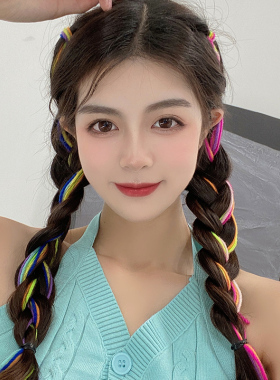 网红编发彩绳脏脏辫头绳脏辫发绳神器丝带儿童彩色头饰发饰彩带夏