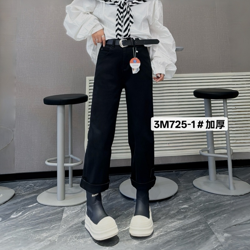 黑色直筒牛仔裤女高腰显瘦九分裤